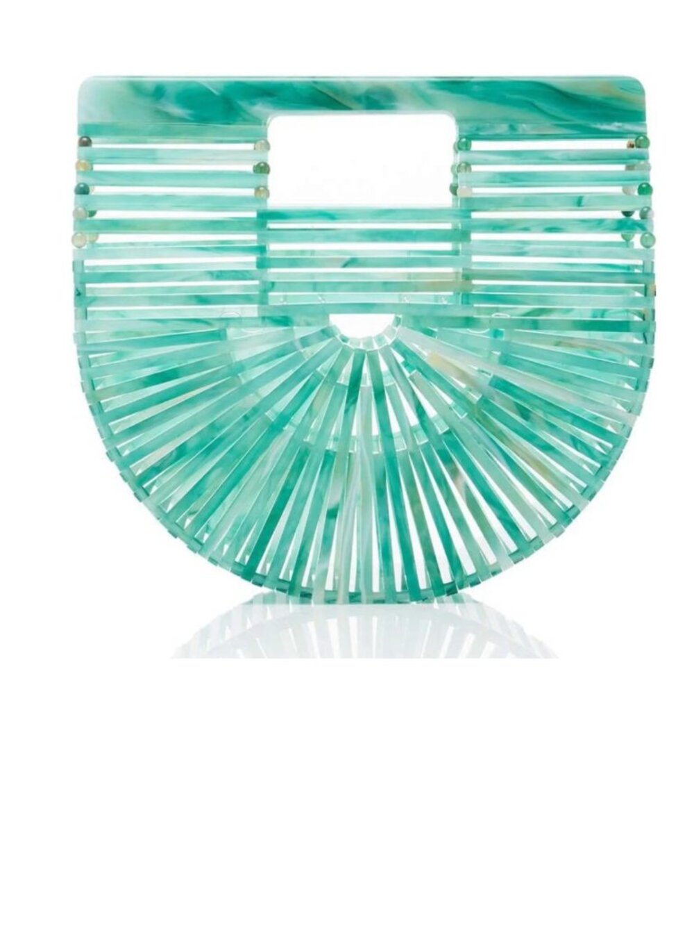 NWT Cult Gaia Mini Acrylic Gaia's Ark Top-Handle Bag in Seaglass